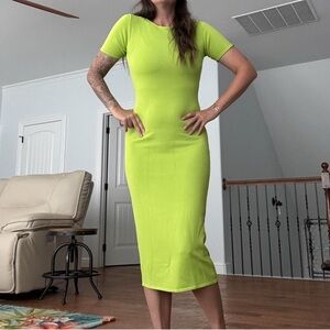Zara Neon Green Midi Dress